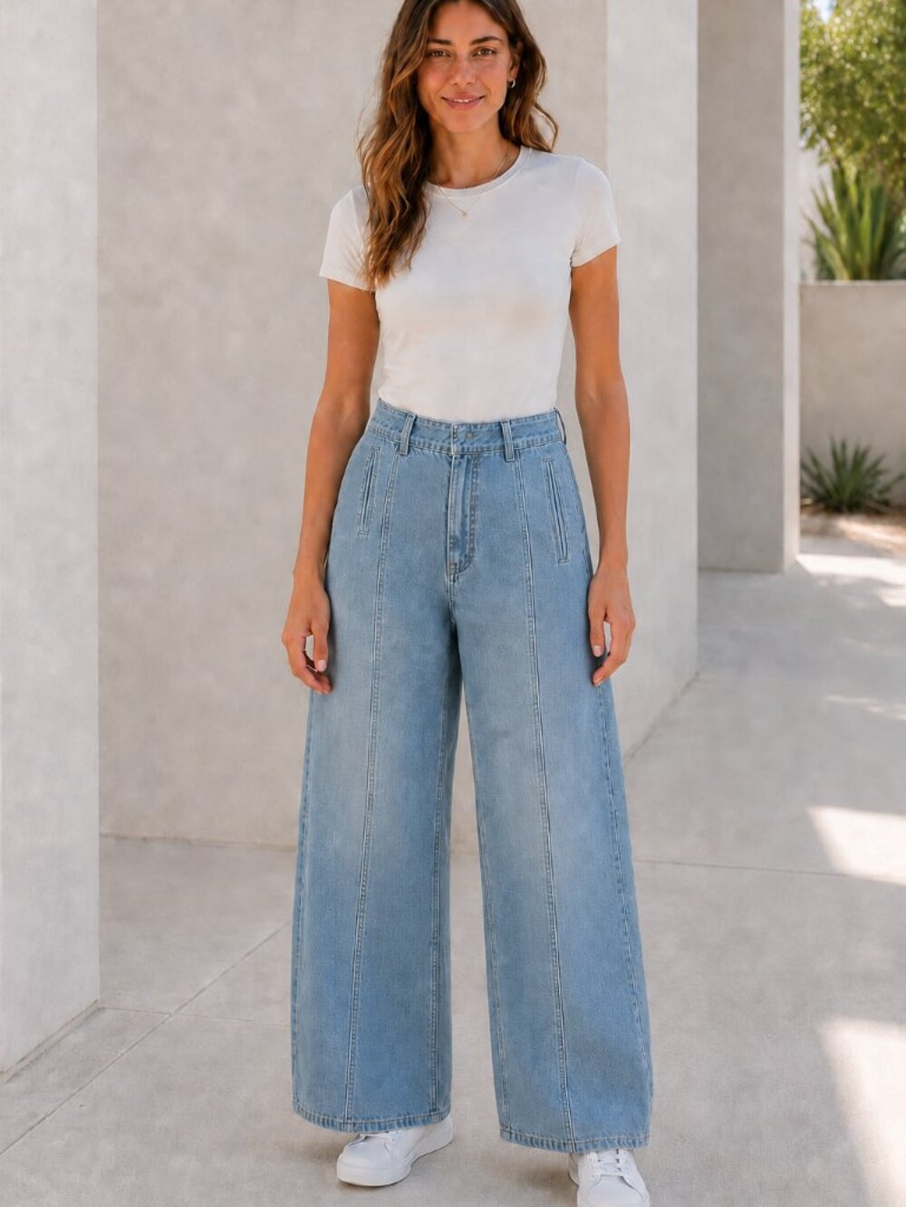 COS Light Blue High Waisted Wide Leg Denim Jeans Sz 10